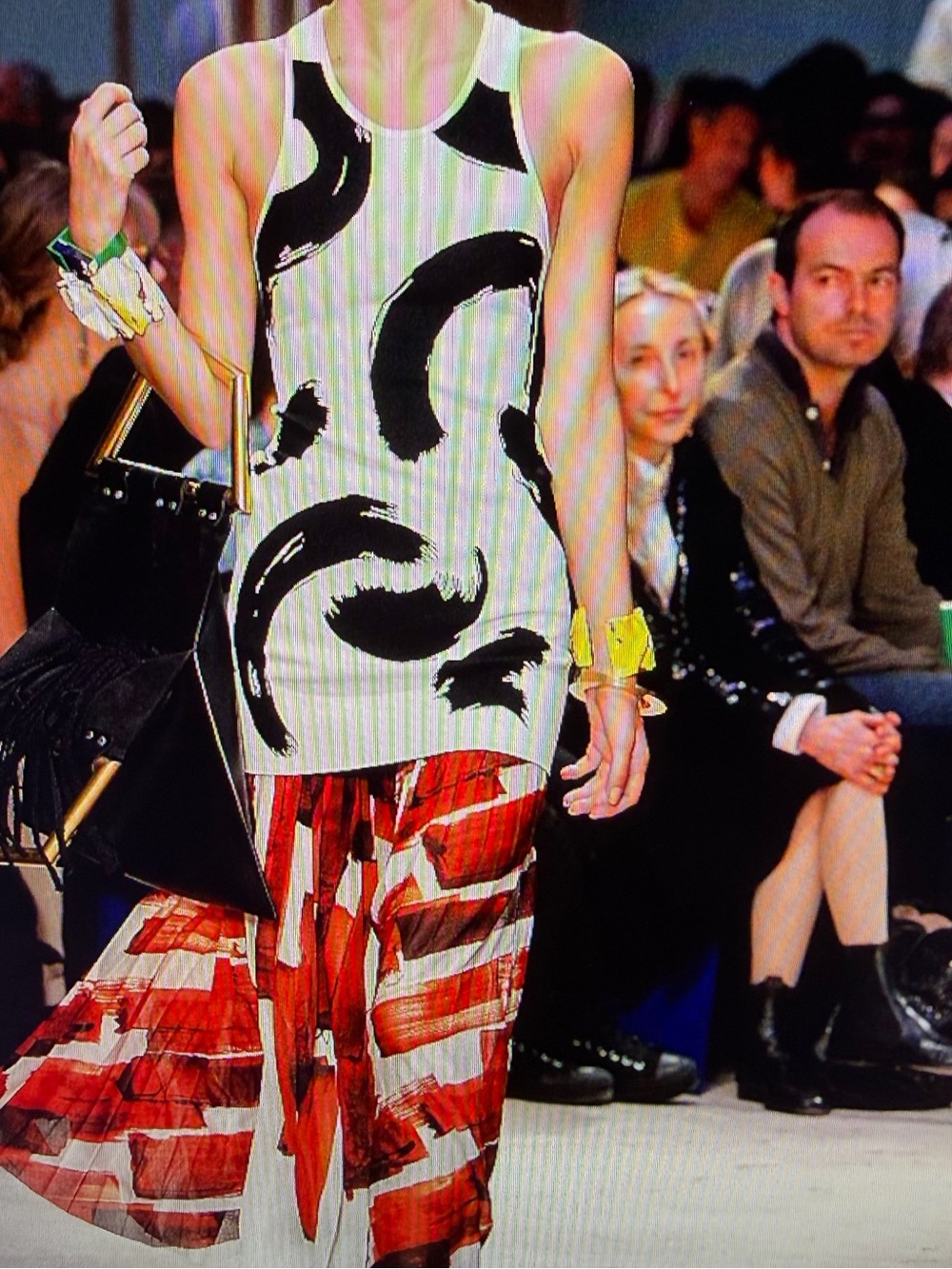 Celine Runway Black and Cream Abstract Brushstroke Tank Dress/Top - Picture 3 of 16